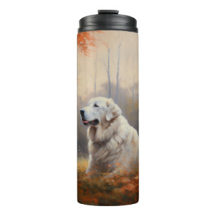 Great Pyrenees in Autumn Leaves Fall Inspire Thermal Tumbler