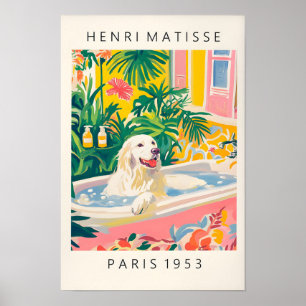 Great Pyrenees In Bathtub, Matisse Wall Art, Funny Poster