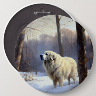Great Pyrenees Let It Snow Christmas  6 Cm Round Badge