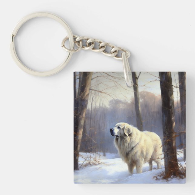 Great Pyrenees Let It Snow Christmas  Key Ring (Front)