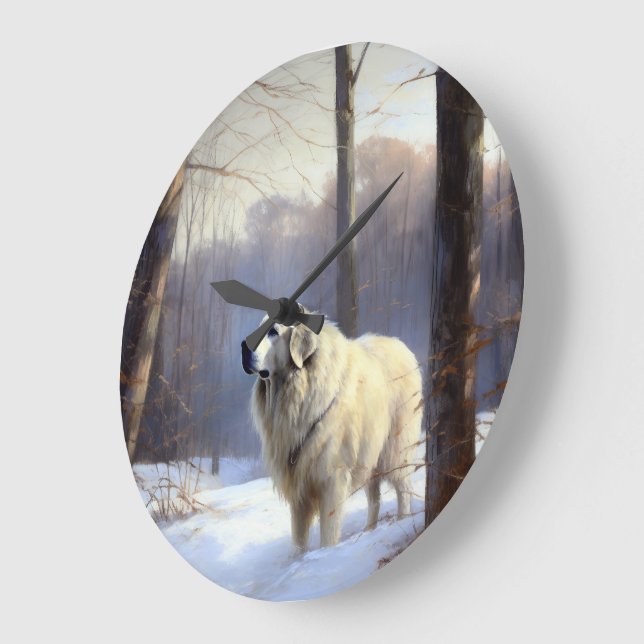 Great Pyrenees Let It Snow Christmas  Large Clock (Angle)