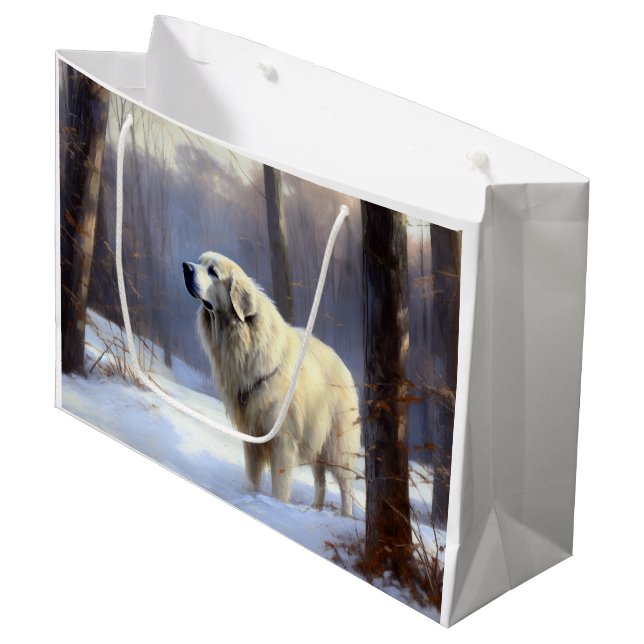 Great Pyrenees Let It Snow Christmas  Large Gift Bag (Front Angled)