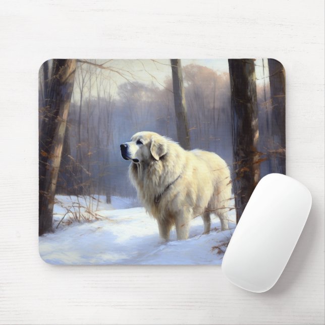Great Pyrenees Let It Snow Christmas  Mouse Mat (With Mouse)