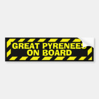 Great Pyrenees on board yellow caution sticker