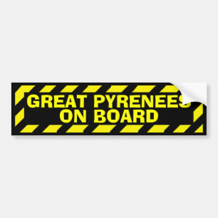 Great Pyrenees on board yellow caution sticker