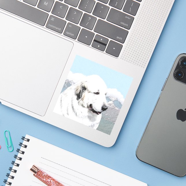Great Pyrenees Painting - Original Dog Art (Laptop w/ iPhone)