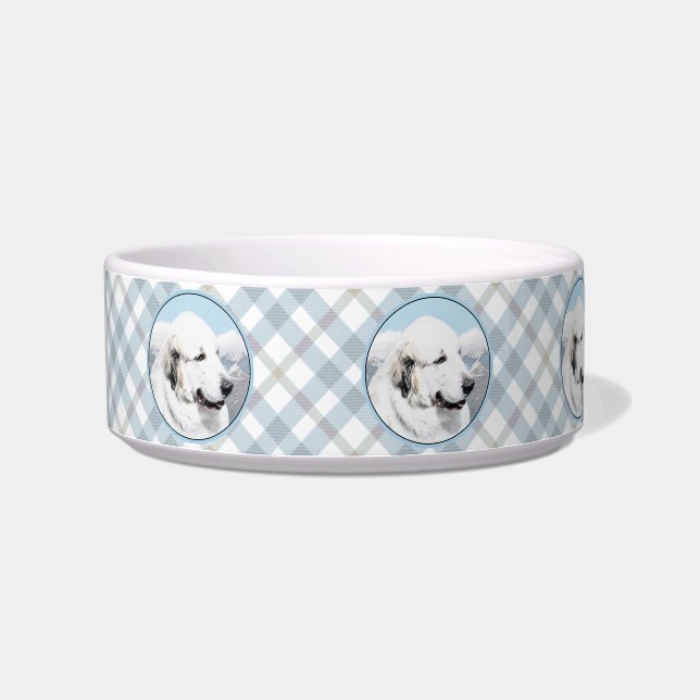 Great Pyrenees Painting - Original Dog Art Bowl (Left)