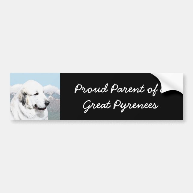 Great Pyrenees Painting - Original Dog Art Bumper Sticker (Front)