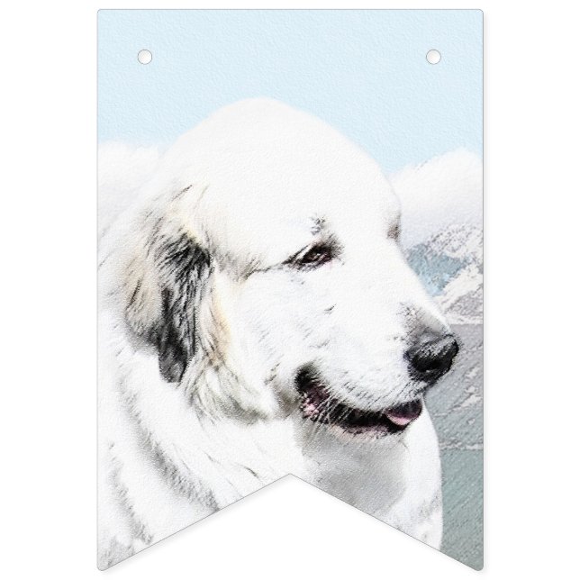 Great Pyrenees Painting - Original Dog Art Bunting (First Flag)