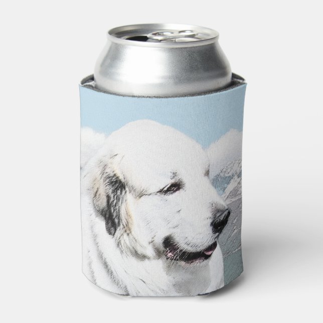 Great Pyrenees Painting - Original Dog Art Can Cooler (Can Front)