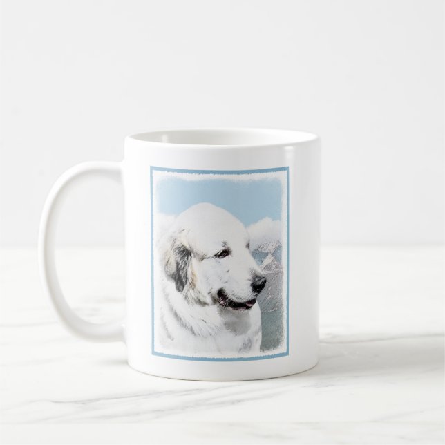 Great Pyrenees Painting - Original Dog Art Coffee Mug (Left)