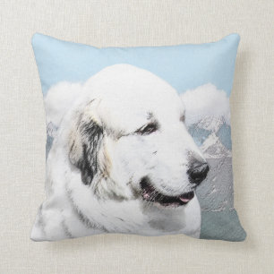Great Pyrenees Painting - Original Dog Art Cushion