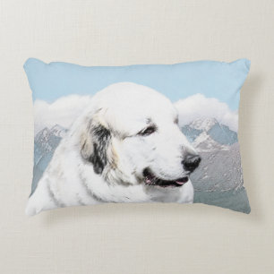 Great Pyrenees Painting - Original Dog Art Decorative Cushion