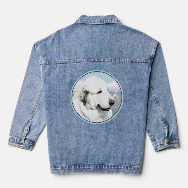 Great Pyrenees Painting - Original Dog Art Denim Jacket (Back)