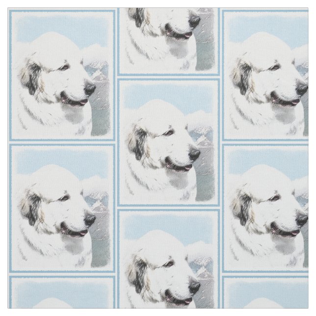Great Pyrenees Painting - Original Dog Art Fabric (Swatch)