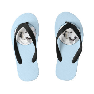 Great Pyrenees Painting - Original Dog Art Kid's Flip Flops