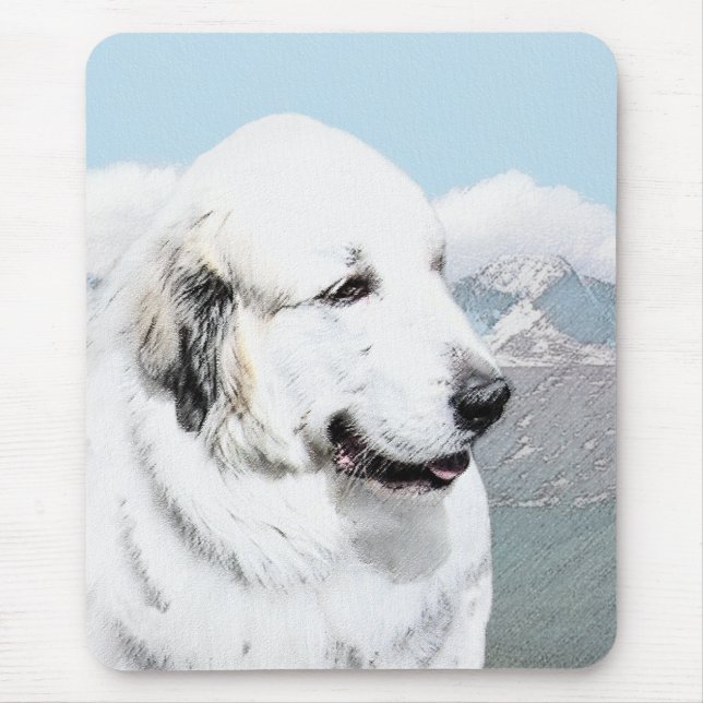 Great Pyrenees Painting - Original Dog Art Mouse Mat (Front)