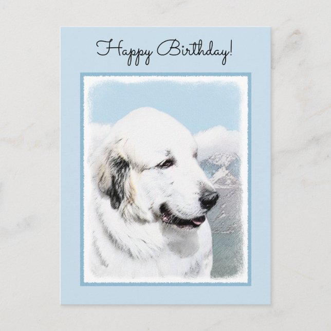 Great Pyrenees Painting - Original Dog Art Postcard (Front)