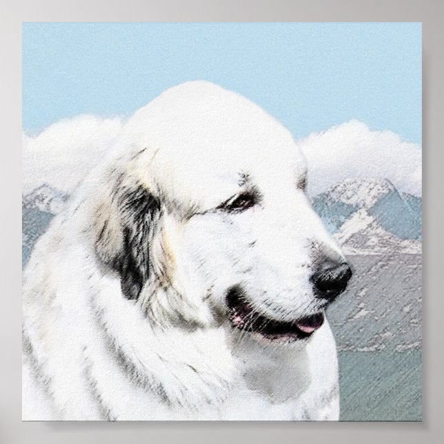 Great Pyrenees Painting - Original Dog Art Poster (Front)