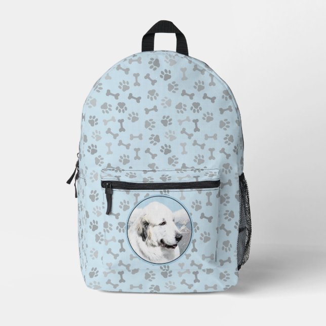 Great Pyrenees Painting - Original Dog Art Printed Backpack (Front)