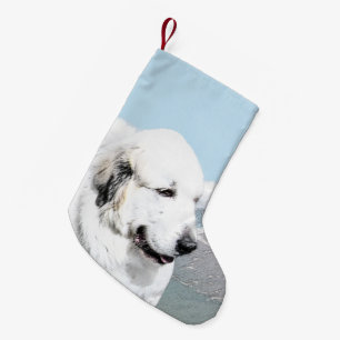 Great Pyrenees Painting - Original Dog Art Small Christmas Stocking