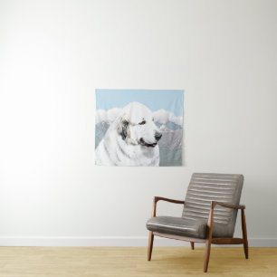 Great Pyrenees Painting - Original Dog Art Tapestry
