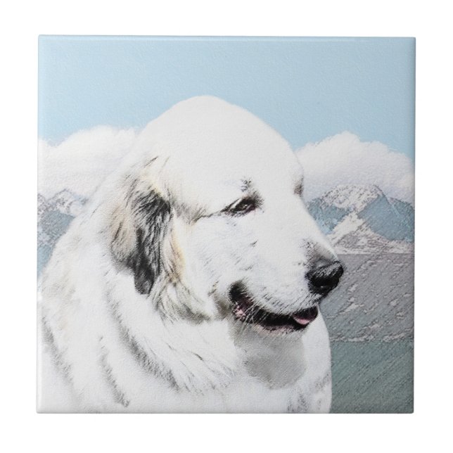 Great Pyrenees Painting - Original Dog Art Tile (Front)