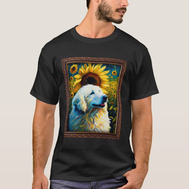 Great Pyrenees Painting Sunflower Flower Mom Women T-Shirt (Front)