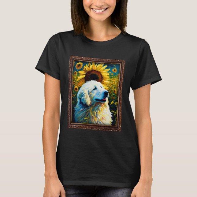 Great Pyrenees Painting Sunflower Flower Mom Women T-Shirt (Front)