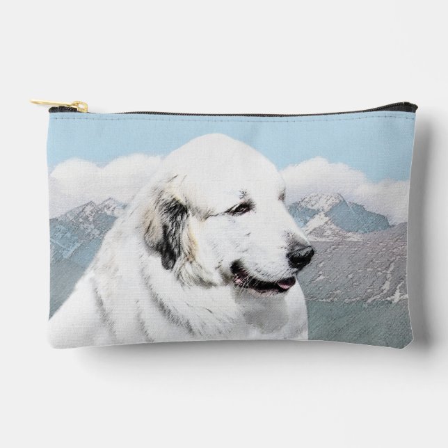 Great Pyrenees Painting White Original Pet Dog Art Accessory Pouch (Front)