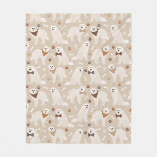 Great Pyrenees Paws and Bones Fleece Blanket