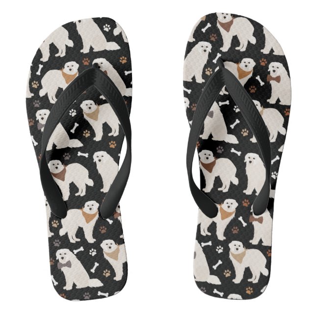 Great Pyrenees Paws and Bones Flip Flops (Footbed)