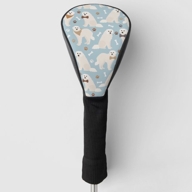 Great Pyrenees Paws and Bones Golf Head Cover (Front)