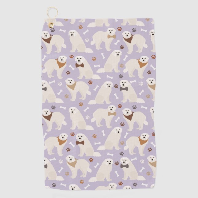 Great Pyrenees Paws and Bones Golf Towel (Front)