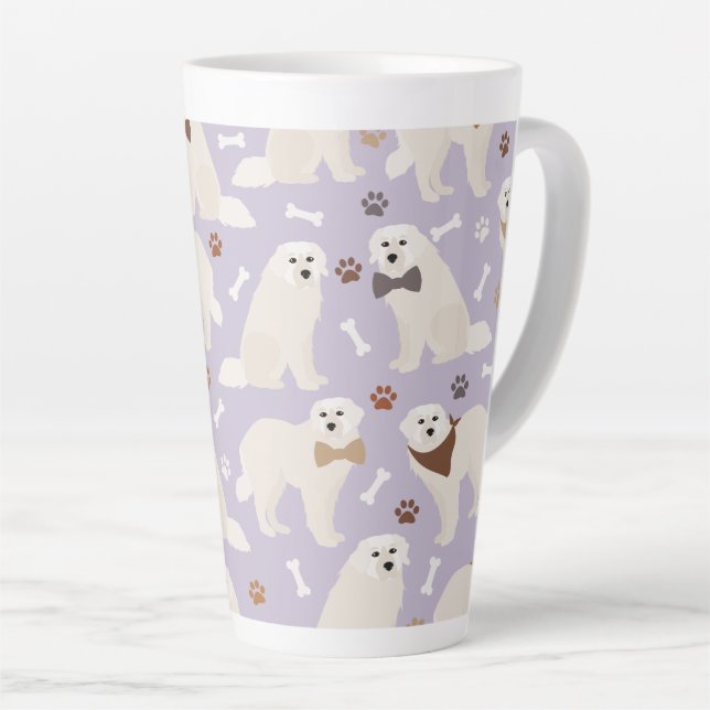 Great Pyrenees Paws and Bones Latte Mug (Right Angle)