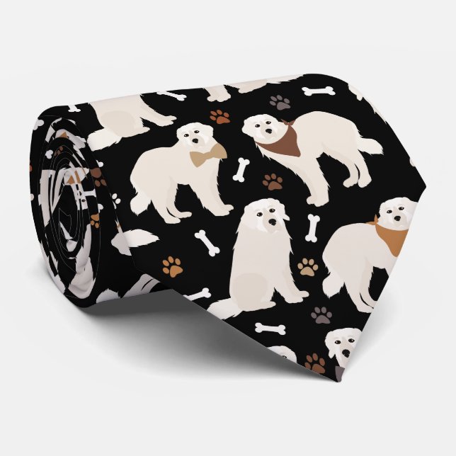 Great Pyrenees Paws and Bones Neck Tie (Rolled)