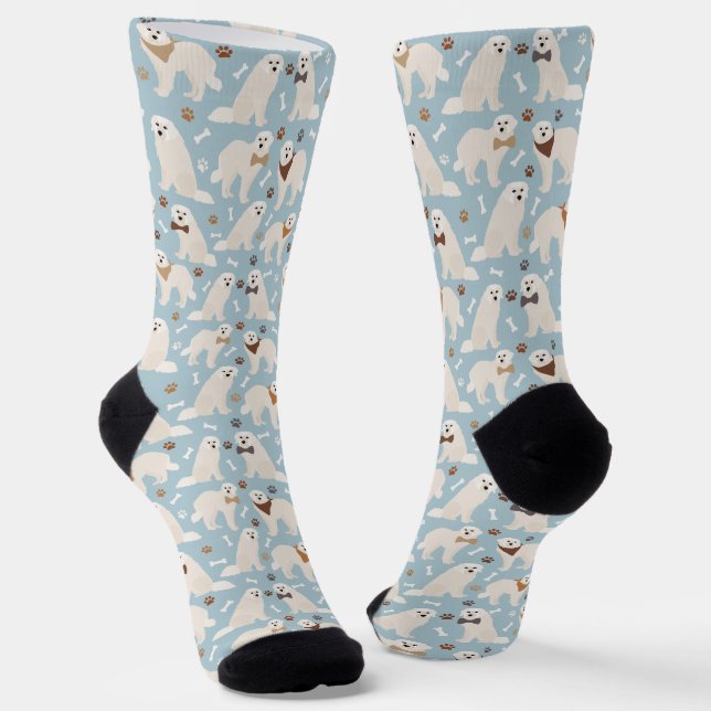 Great Pyrenees Paws and Bones Socks (Angled)