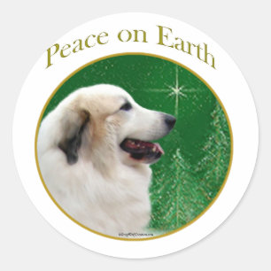 Great Pyrenees Peace Classic Round Sticker