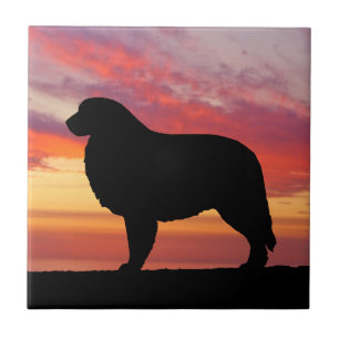 Great Pyrenees Persimmon Sunset Silhouette Tile