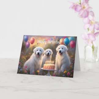 Great Pyrenees Puppies Happy Birthday Card