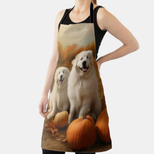 Great Pyrenees Puppy Autumn Delight Pumpkin  Apron