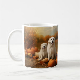 Great Pyrenees Puppy Autumn Delight Pumpkin Coffee Mug