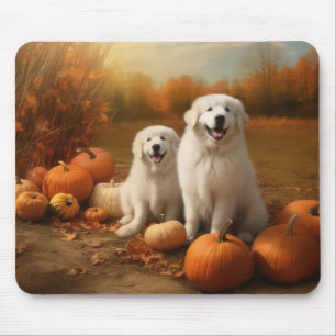 Great Pyrenees Puppy Autumn Delight Pumpkin  Mouse Mat