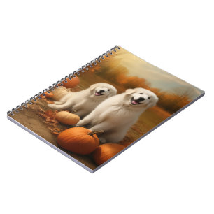 Great Pyrenees Puppy Autumn Delight Pumpkin Notebook