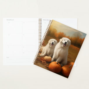 Great Pyrenees Puppy Autumn Delight Pumpkin  Planner