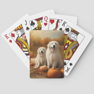 Great Pyrenees Puppy Autumn Delight Pumpkin  Playing Cards