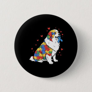 Great Pyrenees Puzzle Autism Awareness Autistic Wo 6 Cm Round Badge