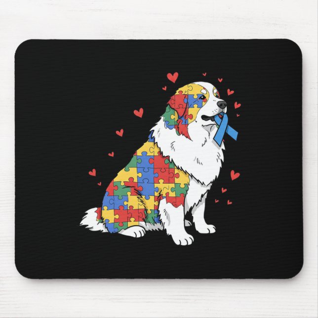 Great Pyrenees Puzzle Autism Awareness Autistic Wo Mouse Mat (Front)