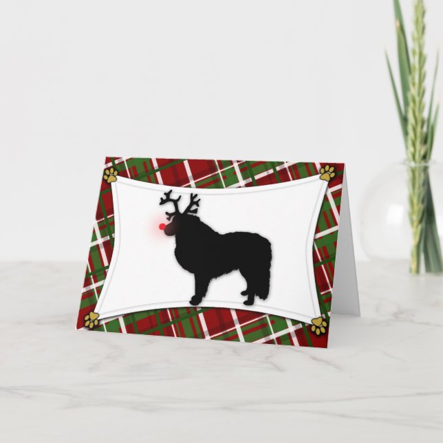 Great Pyrenees Reindeer Christmas Card (Front)