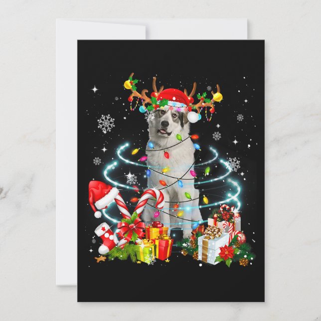 Great Pyrenees Reindeer Christmas Tree Lights Paja Invitation (Front)